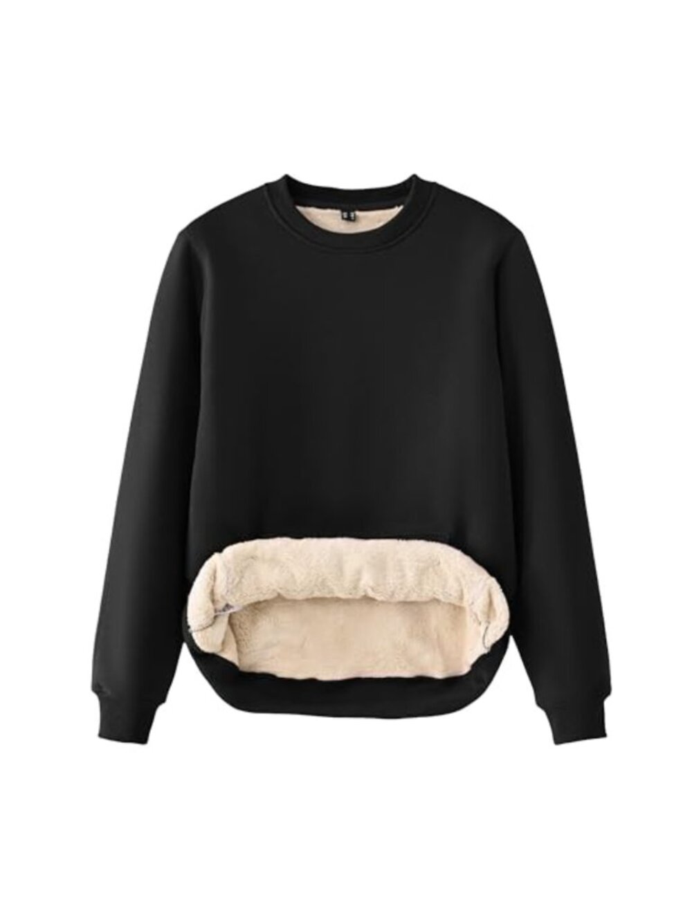 Sherpa Lined Crewneck Sweatshirt Warm Fleece Pullover Long Sleeve Winter Thermal